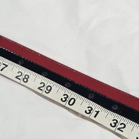 Paris Blues Belt VTG Y2K Red Black H Fashion Shiny Faux Leather Medium 28-31" - Picture 8 of 11